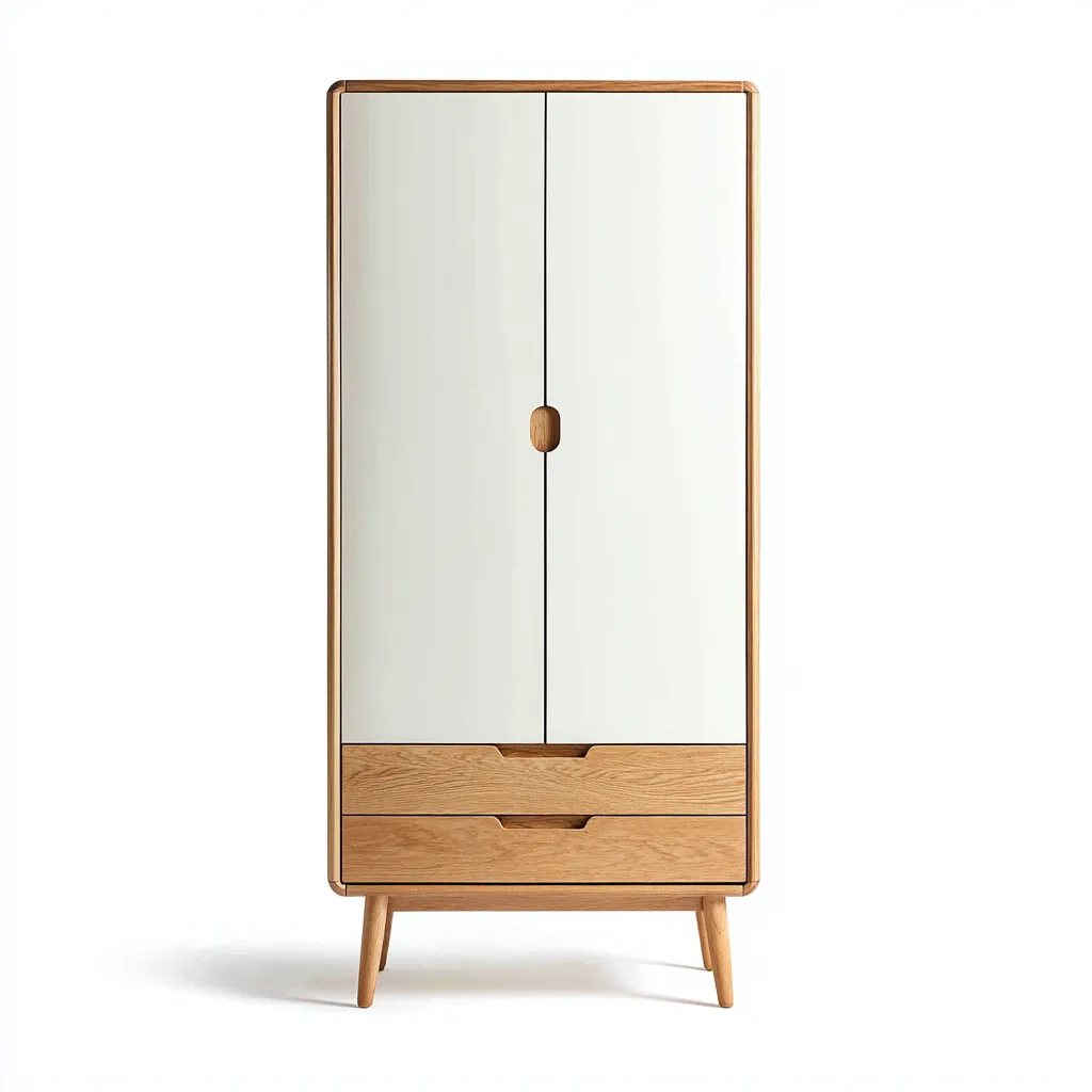 Kledingkast - Hout-MDF - 95x50x185 cm - Wit - Scandinavisch design-Chicuse