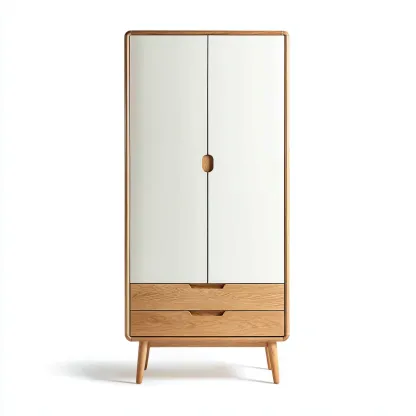 Kledingkast - Hout-MDF - 95x50x185 cm - Wit - Scandinavisch design-Chicuse