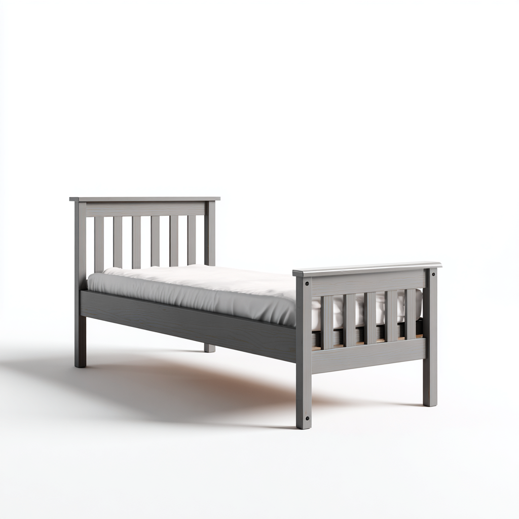 Eenpersoonsbed - Massief hout - 200x100x95 cm - Grijs - Scandinavisch ontwerp-Chicuse