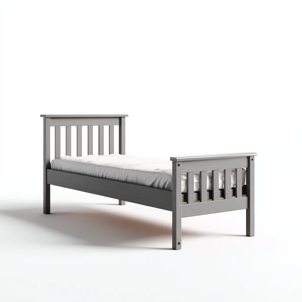 Eenpersoonsbed - Massief hout - 200x100x95 cm - Grijs - Scandinavisch ontwerp-Chicuse