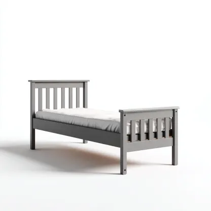 Eenpersoonsbed - Massief hout - 200x100x95 cm - Grijs - Scandinavisch ontwerp-Chicuse