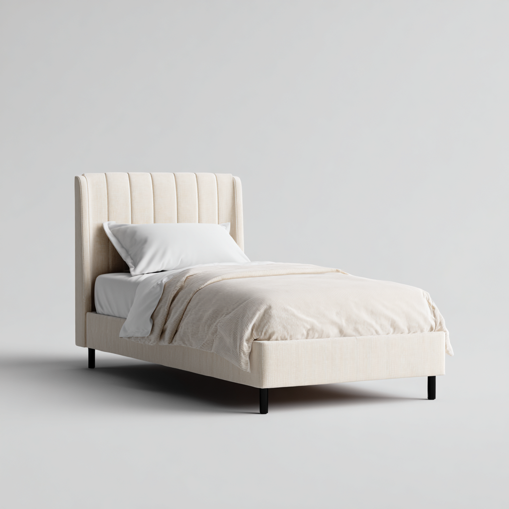 Eenpersoonsbed - Stof - 200x90x100 cm - Beige - Modern ontwerp-Chicuse