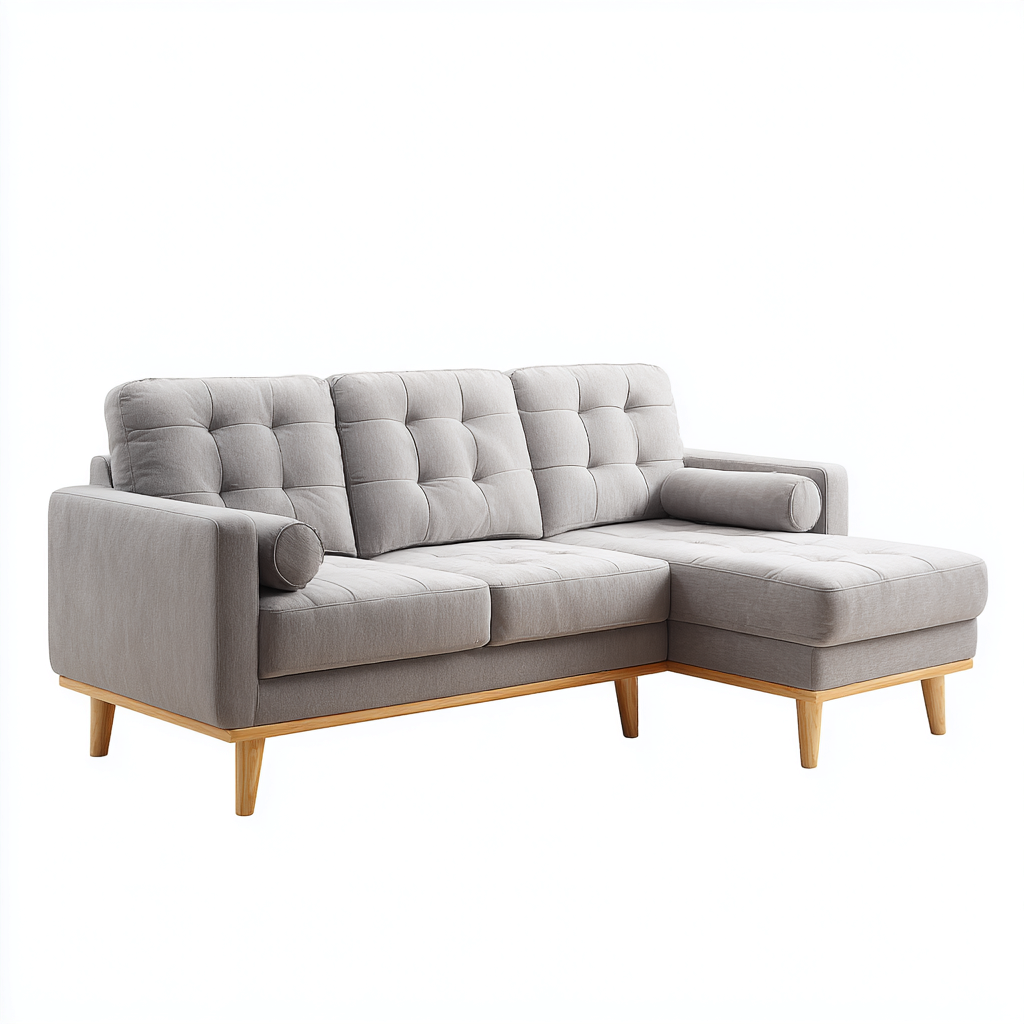 Hoekbank - stof - 275x185x85 cm - lichtgrijs - Scandinavisch ontwerp-Chicuse