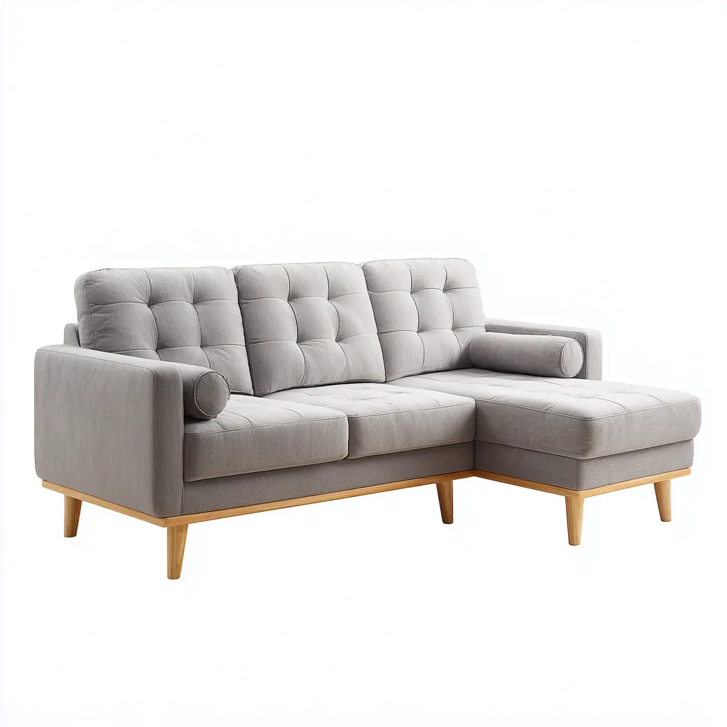 Hoekbank - stof - 275x185x85 cm - lichtgrijs - Scandinavisch ontwerp-Chicuse