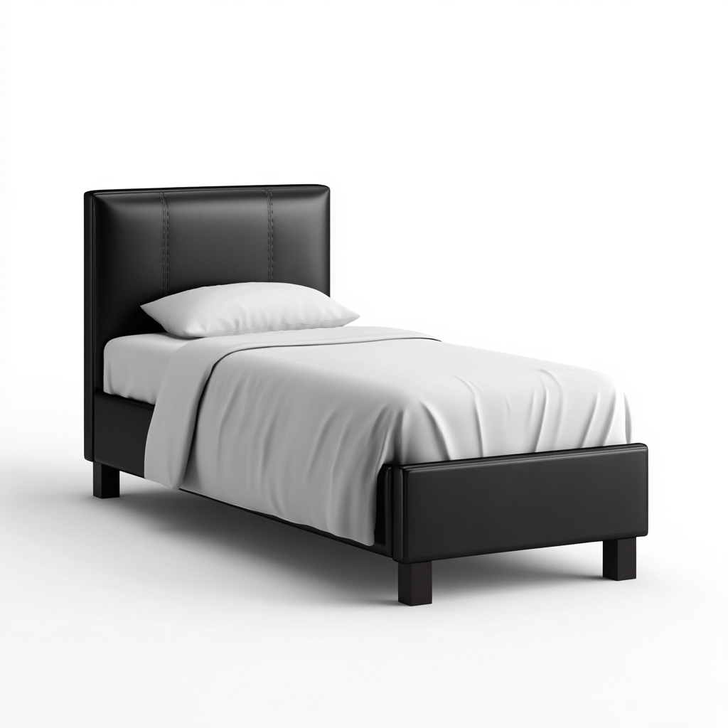 Eenpersoonsbed - Kunstleer-hout - 200x95x100 cm - Zwart - Modern ontwerp-Chicuse