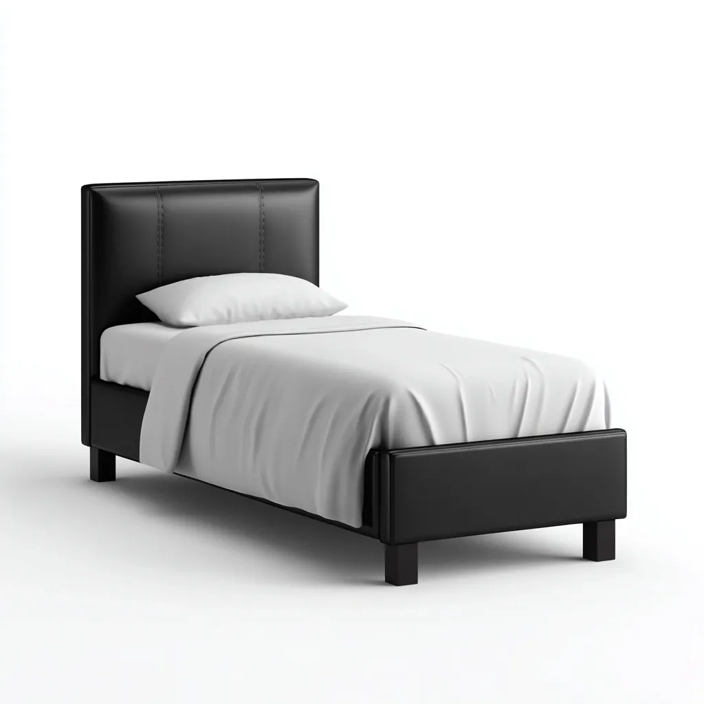 Eenpersoonsbed - Kunstleer-hout - 200x95x100 cm - Zwart - Modern ontwerp-Chicuse