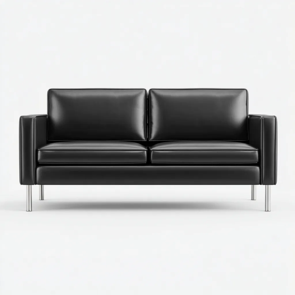 Twee zitsbank - leer - 172x88x84 cm - zwart - modern ontwerp-Chicuse