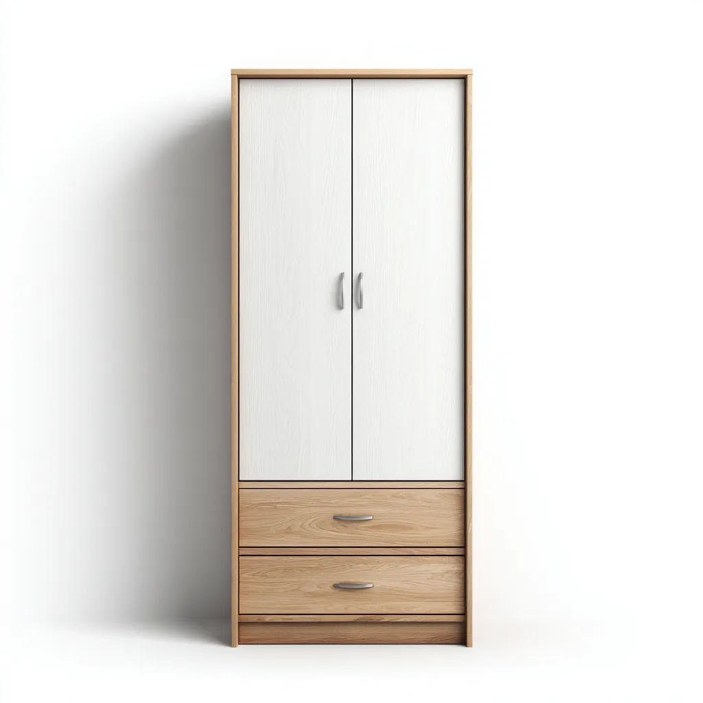 Kledingkast - Hout - 85x52x185 cm - Eiken-wit - Modern design met lades-Chicuse