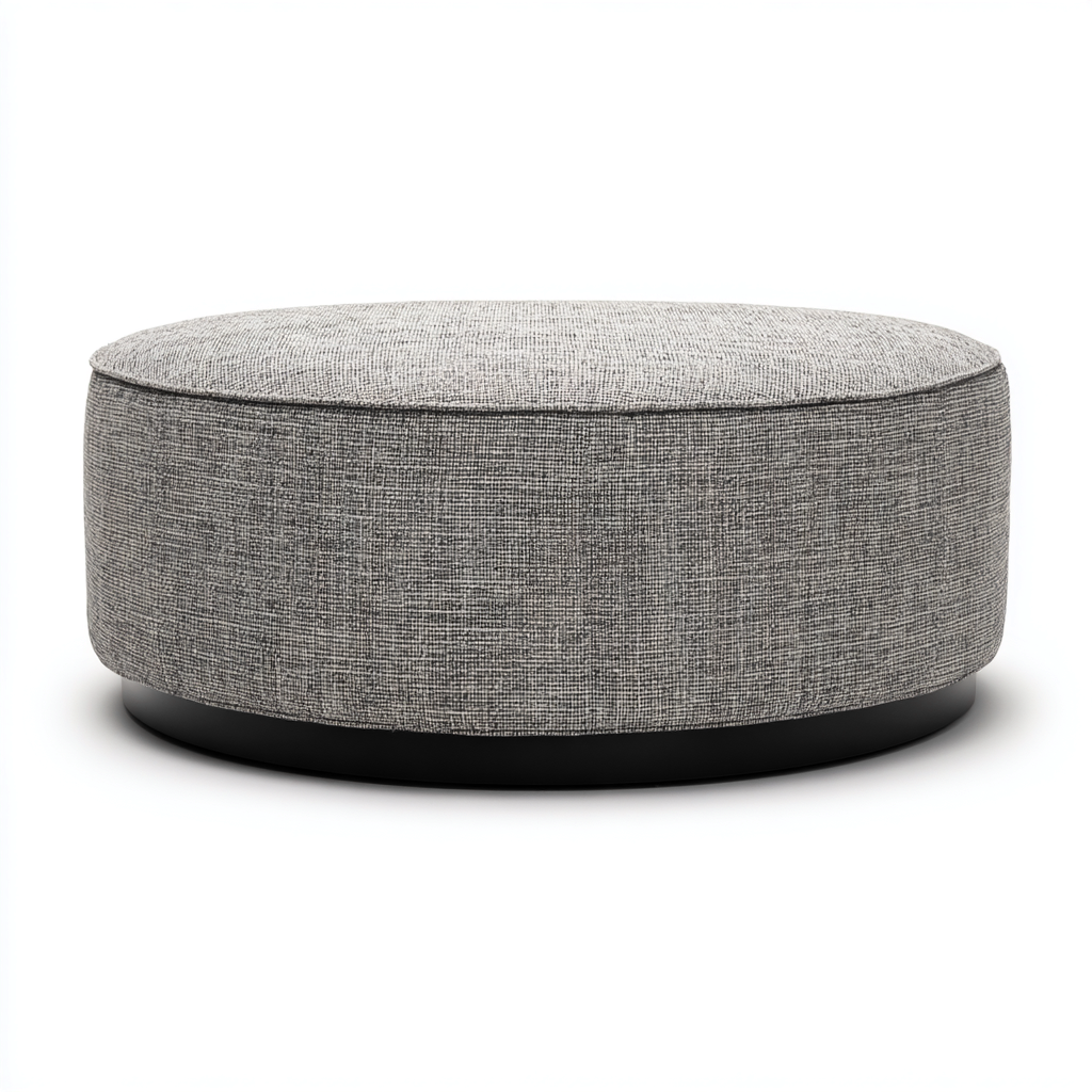 Poef - stoffen bekleding - 90x90x32 cm - lichtgrijs-zwart - modern ontwerp-Chicuse