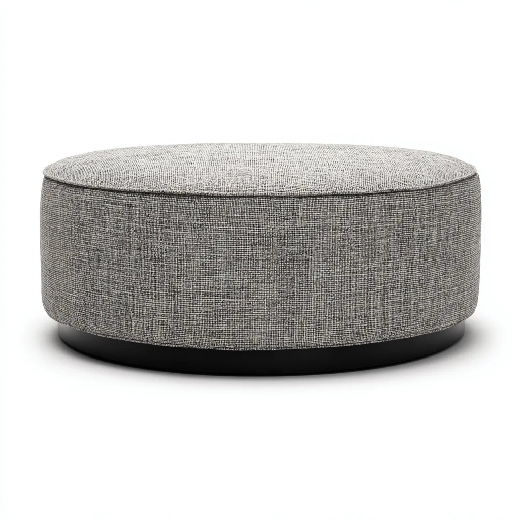 Poef - stoffen bekleding - 90x90x32 cm - lichtgrijs-zwart - modern ontwerp-Chicuse