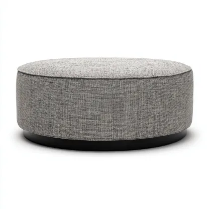 Poef - stoffen bekleding - 90x90x32 cm - lichtgrijs-zwart - modern ontwerp-Chicuse