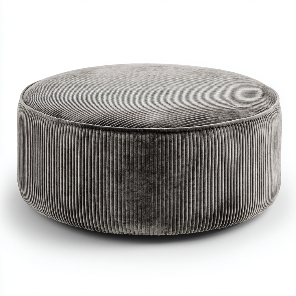 Poef - ribfluwelen bekleding - 85x85x35 cm - donkergrijs - modern ontwerp-Chicuse