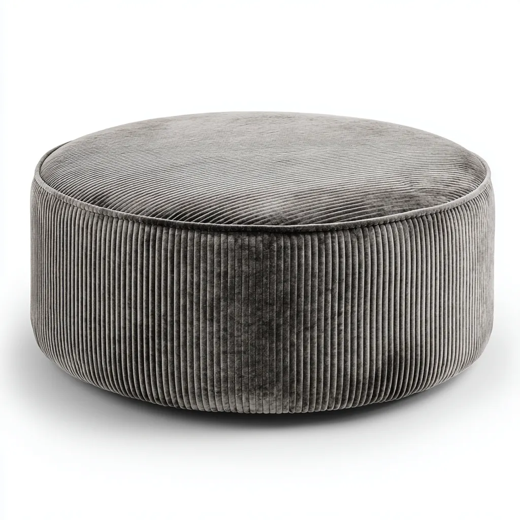 Poef - ribfluwelen bekleding - 85x85x35 cm - donkergrijs - modern ontwerp-Chicuse