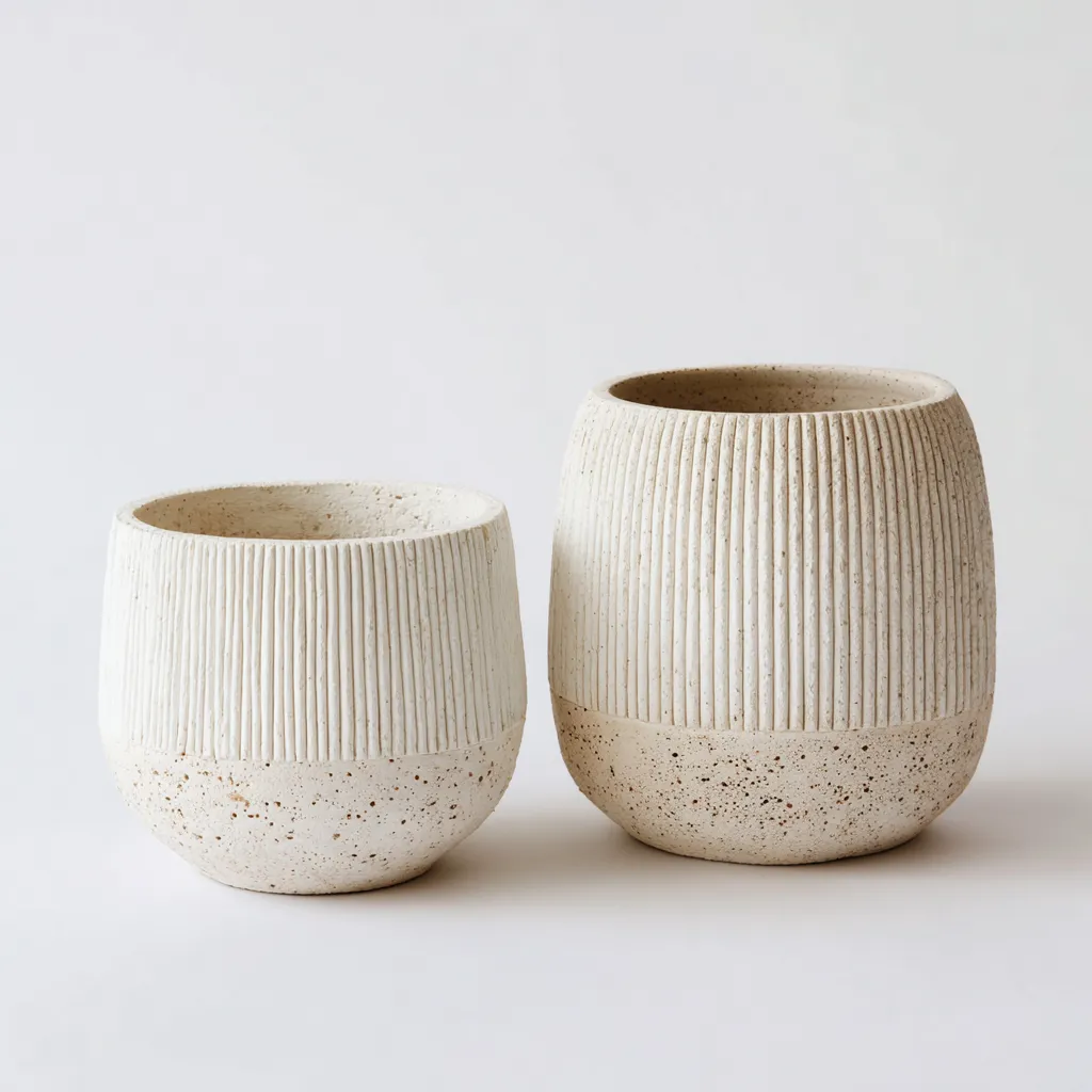 Bloempot - Keramiek - 36x40 cm - 30x34 cm - Wit - Modern design-Chicuse