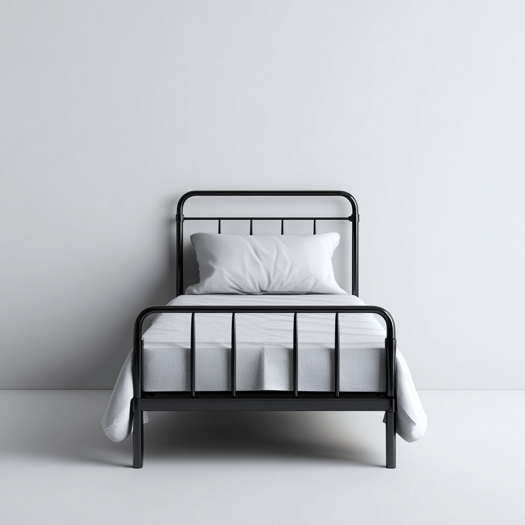 Eenpersoonsbed - Metaal - 200x100x95 cm - Zwart - Industrieel ontwerp-Chicuse