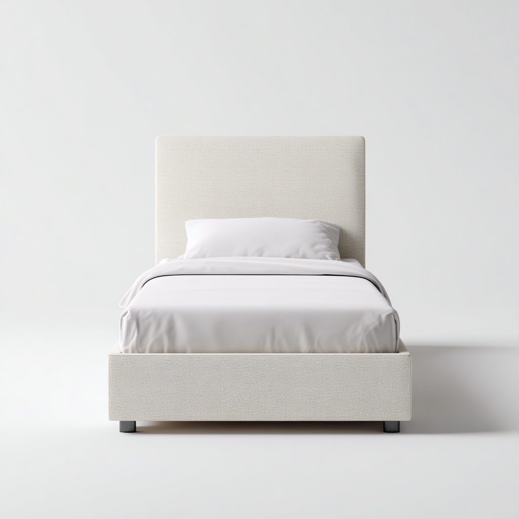 Eenpersoonsbed - Stof-Hout - 200x100x95 cm - Crèmekleur - Modern minimalistisch ontwerp-Chicuse