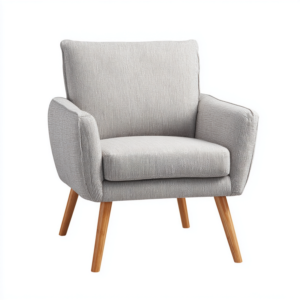 Fauteuil - Stof-hout - 74x72x82 cm - Lichtgrijs - Scandinavisch ontwerp-Chicuse