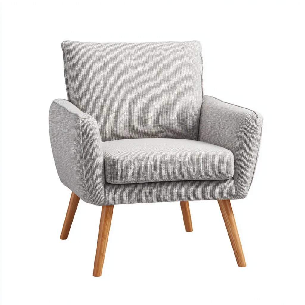 Fauteuil - Stof-hout - 74x72x82 cm - Lichtgrijs - Scandinavisch ontwerp-Chicuse