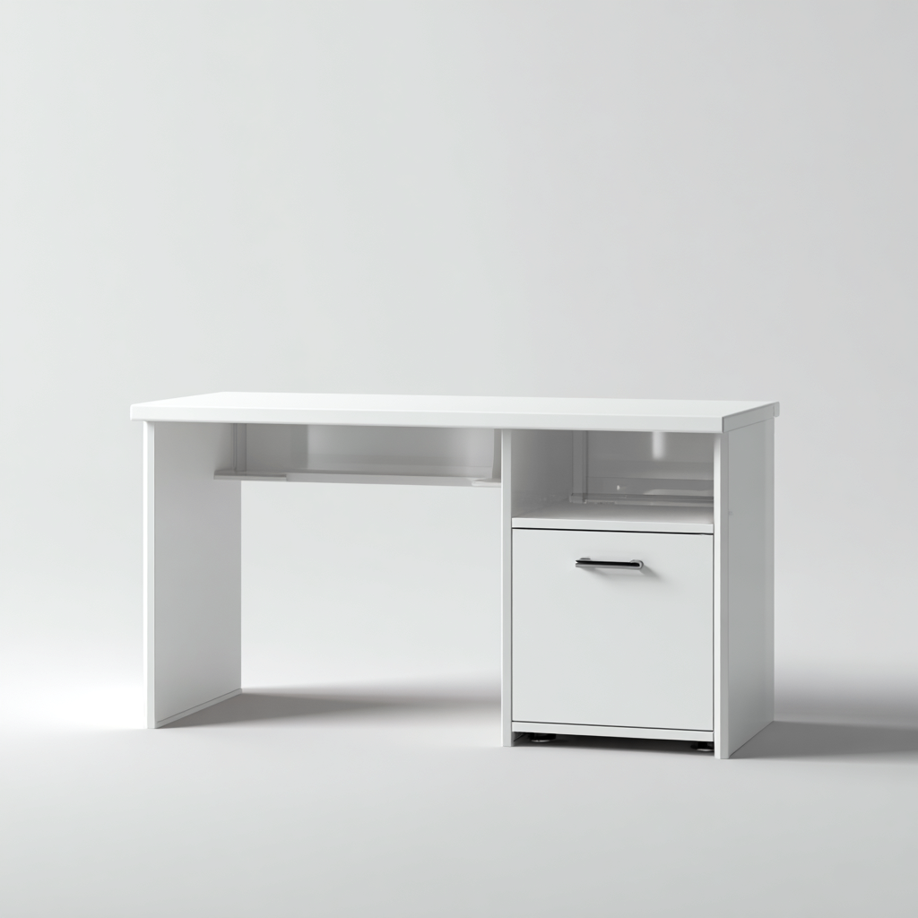 Bureau - Hout - 120x55x75 cm - Wit - Modern ontwerp met opbergruimte-Chicuse