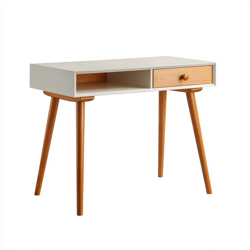 Bureau - Hout - 95x45x75 cm - Wit-Eiken - Scandinavisch ontwerp met lade en open vak-Chicuse