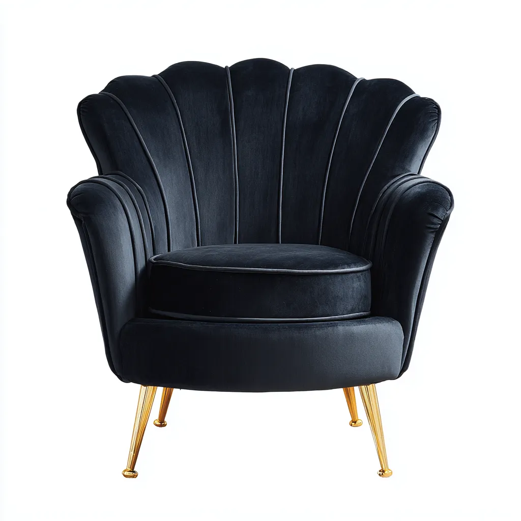 Fauteuil - Fluweel-metaal - 78x76x85 cm - Zwart - Art Deco stijl-Chicuse