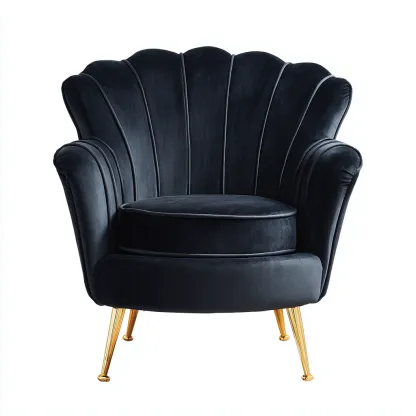 Fauteuil - Fluweel-metaal - 78x76x85 cm - Zwart - Art Deco stijl-Chicuse