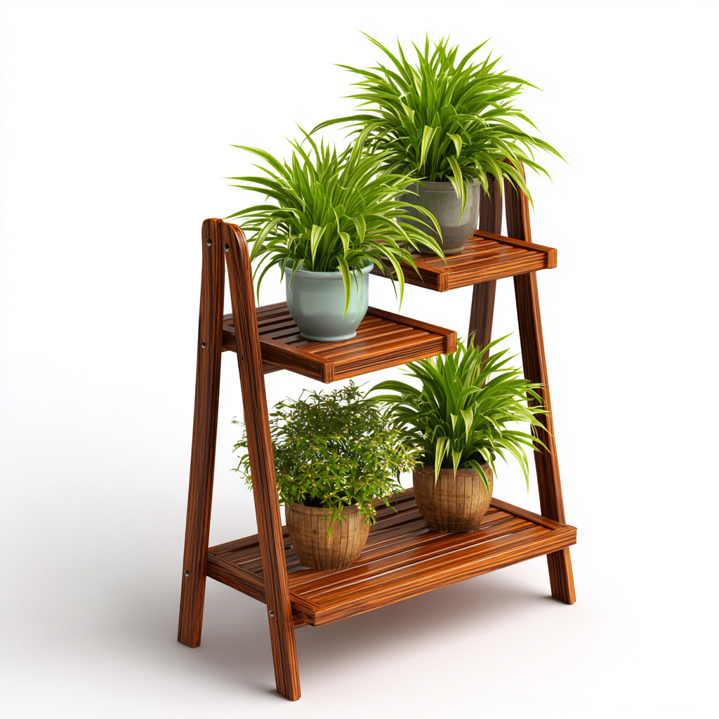 Plantenstandaard - Hout - 60x40x100 cm - Donkerbruin - Modern design-Chicuse