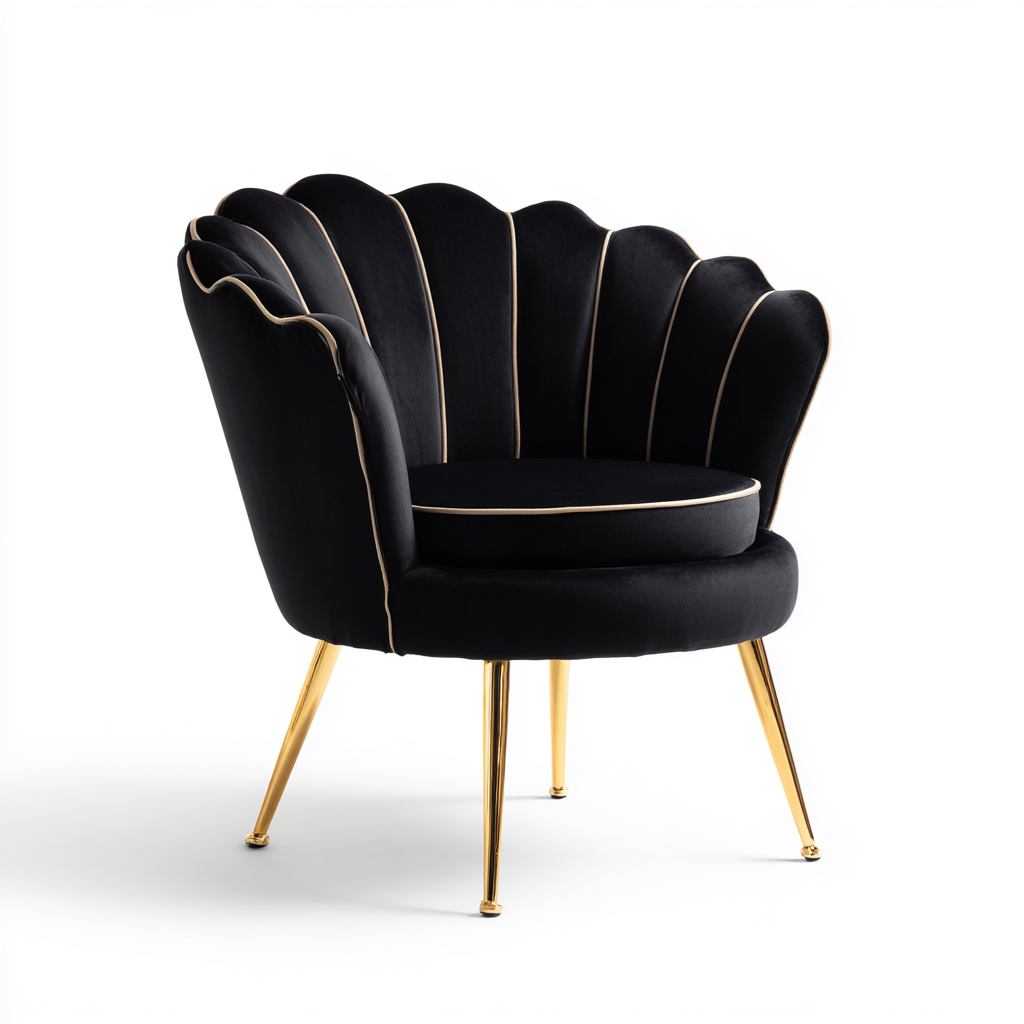 Fauteuil - fluweel-metaal - 82x78x85 cm - zwart - modern luxe design-Chicuse