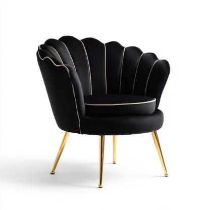 Fauteuil - fluweel-metaal - 82x78x85 cm - zwart - modern luxe design-Chicuse