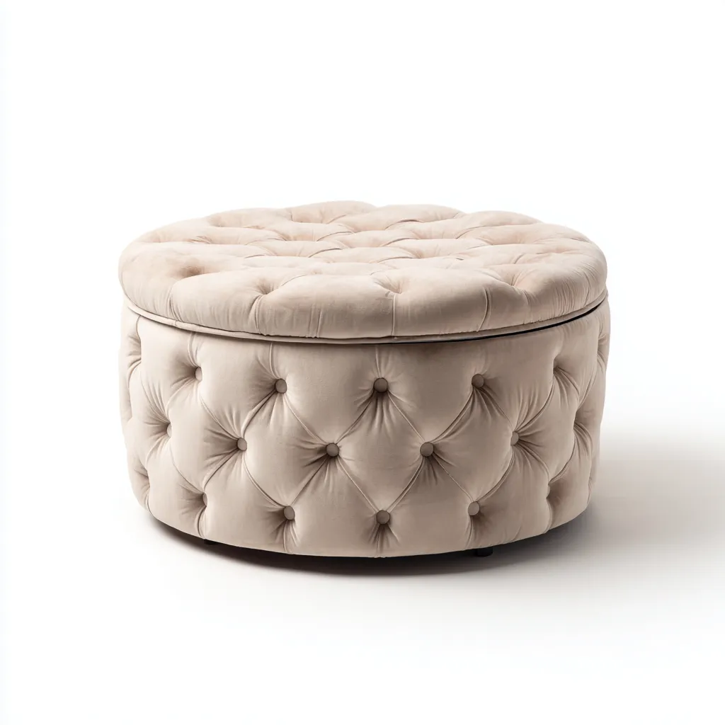 Poef - fluwelen bekleding - 85x85x40 cm - beige - klassiek ontwerp-Chicuse