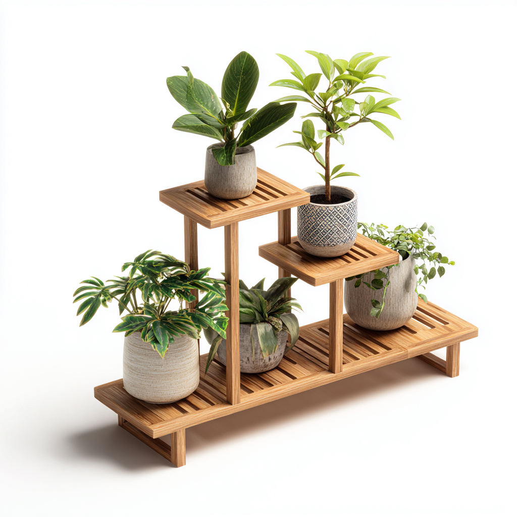 Plantenstandaard - Hout - 85x30x60 cm - Naturel - Modern design-Chicuse