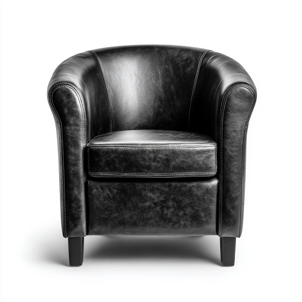 Fauteuil - Leer-hout - 74x77x80 cm - Zwart - Moderne clubstijl-Chicuse