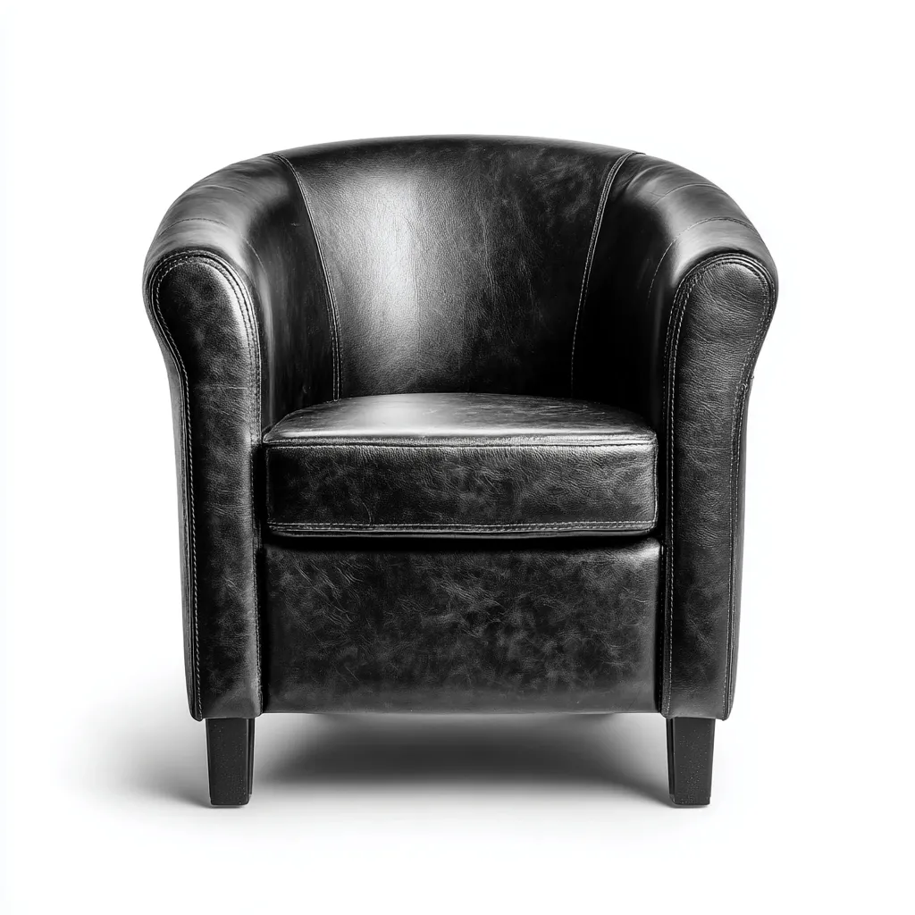 Fauteuil - Leer-hout - 74x77x80 cm - Zwart - Moderne clubstijl-Chicuse