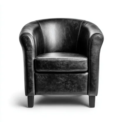 Fauteuil - Leer-hout - 74x77x80 cm - Zwart - Moderne clubstijl-Chicuse