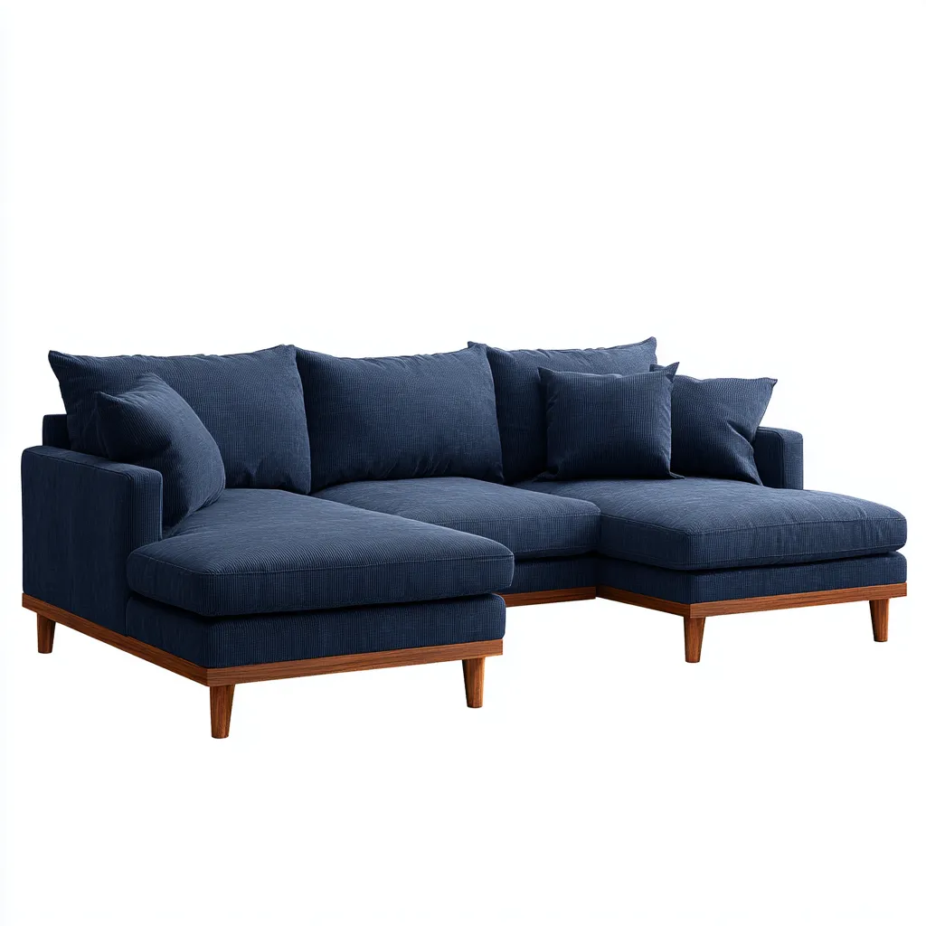 Hoekbank - stof - 280x180x85 cm - donkerblauw - modern ontwerp-Chicuse