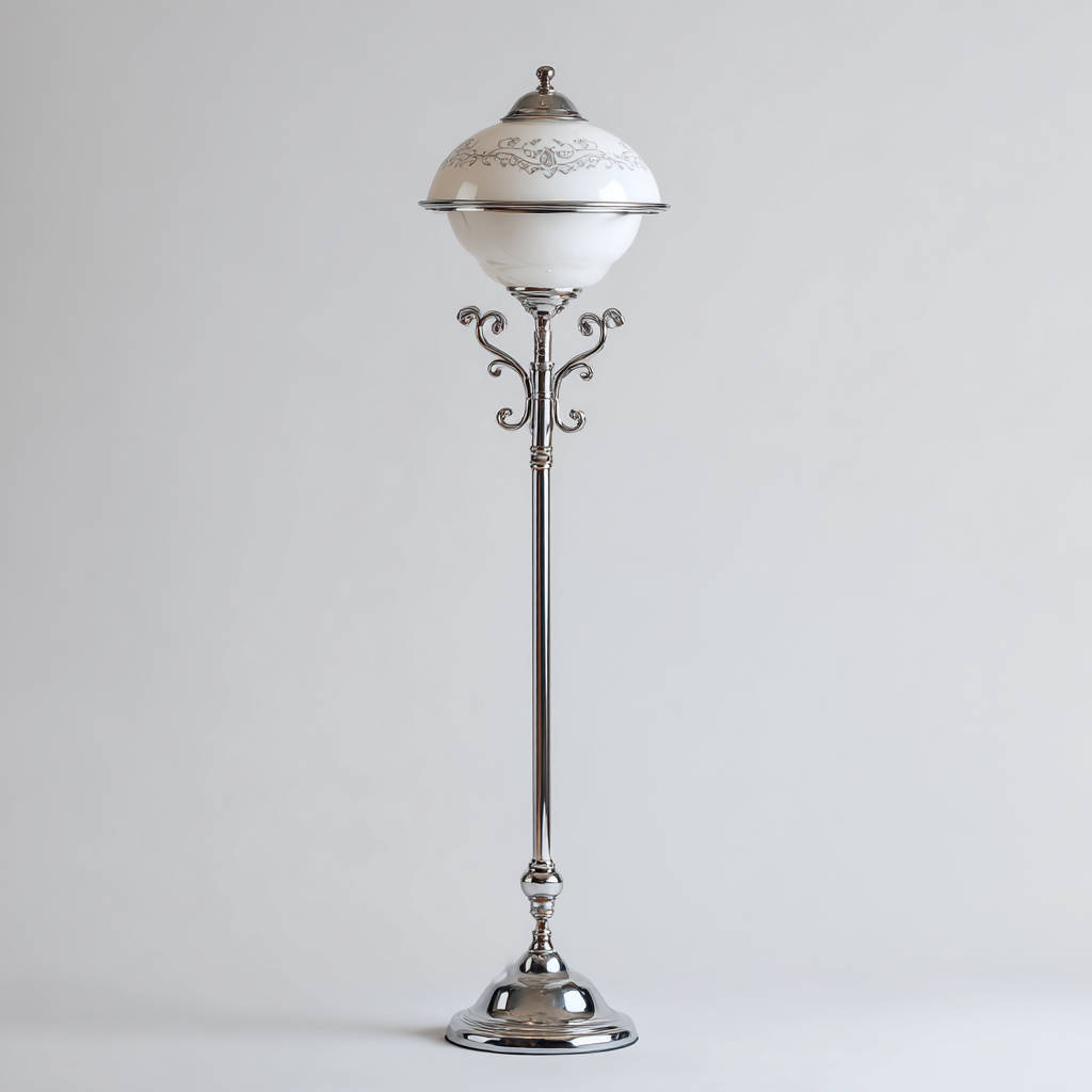 Vloerlamp - metaal en glas - 36x36x165 cm - wit-zilver - klassiek ontwerp-Havenaro