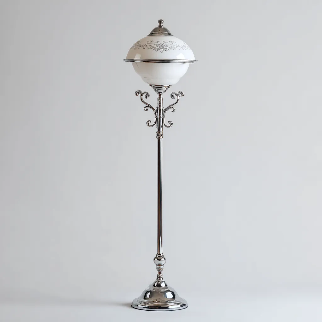 Vloerlamp - metaal en glas - 36x36x165 cm - wit-zilver - klassiek ontwerp-Havenaro