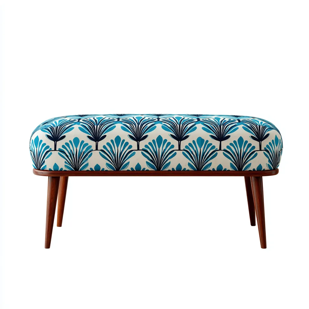 Slaapkamerbankje stoffen bekleding 105x40x45 cm - turquoise met art-deco patroon - Scandinavisch ontwerp-Havenaro