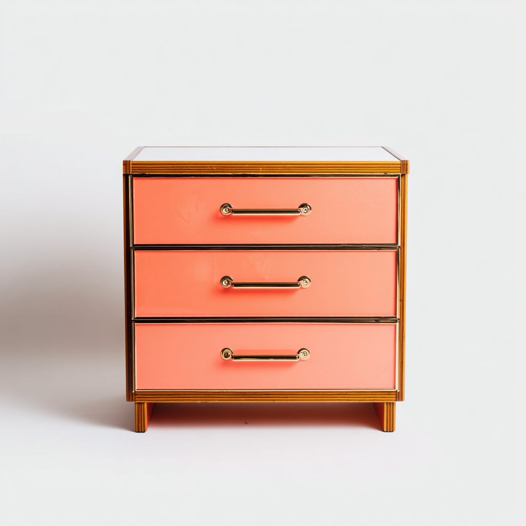 Ladekast voor de hal - hout en metaal - 70x40x80 cm - oranje-goud - modern design-Havenaro