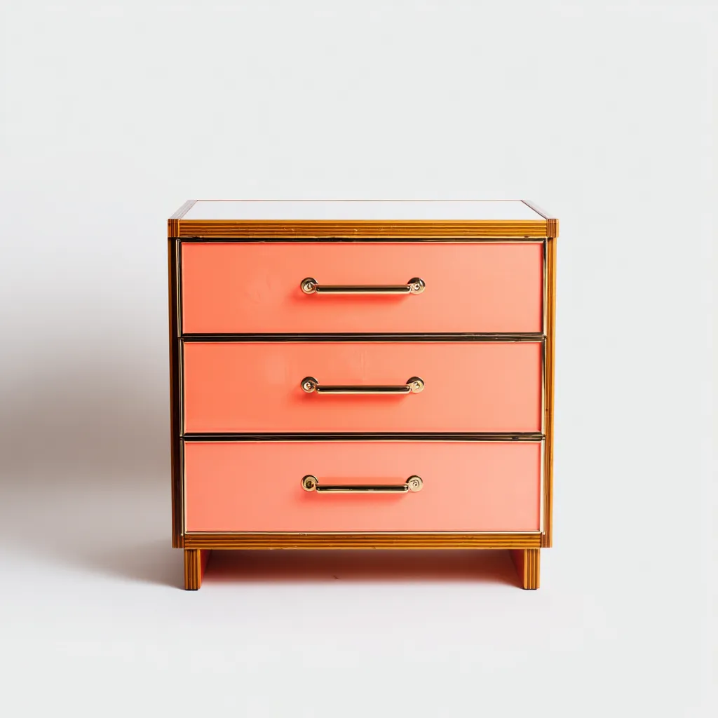 Ladekast voor de hal - hout en metaal - 70x40x80 cm - oranje-goud - modern design-Havenaro