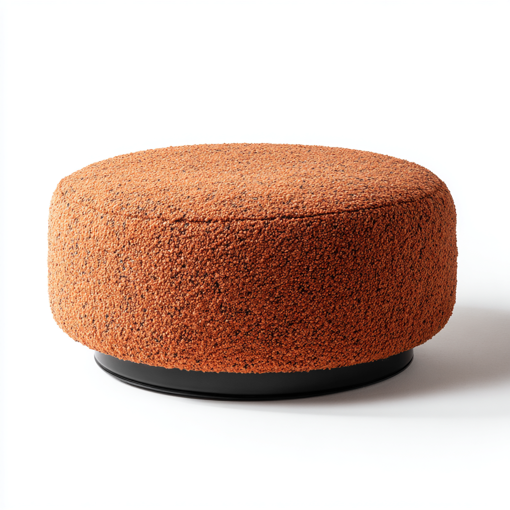 Poef boucléstof en metaal 80x80x40 cm - roestoranje - modern rond design-Havenaro