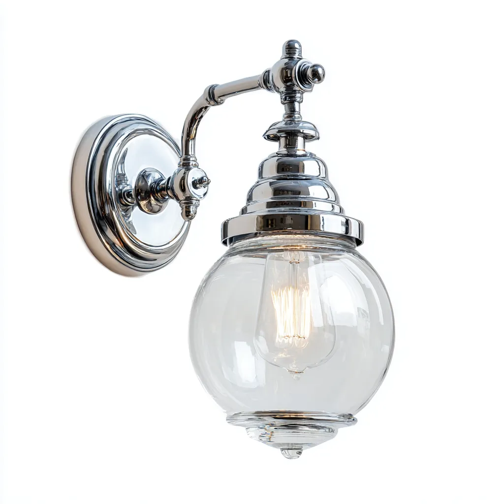 Wandlamp glas-metaal klassiek design - 18x20x32 cm - doorzichtig-zilver-Havenaro