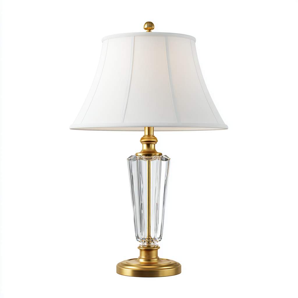 Tafellamp in metaal en glas 30x30x55 cm - goud - klassiek ontwerp met stoffen kap-Havenaro