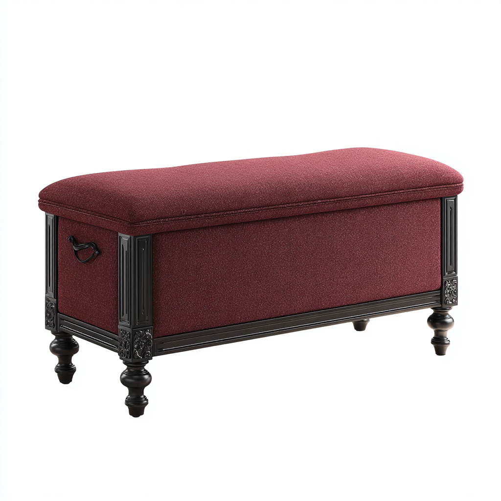 Slaapkamerbankje met opbergruimte stoffen bekleding 100x40x50 cm - bordeauxrood - klassiek ontwerp-Havenaro