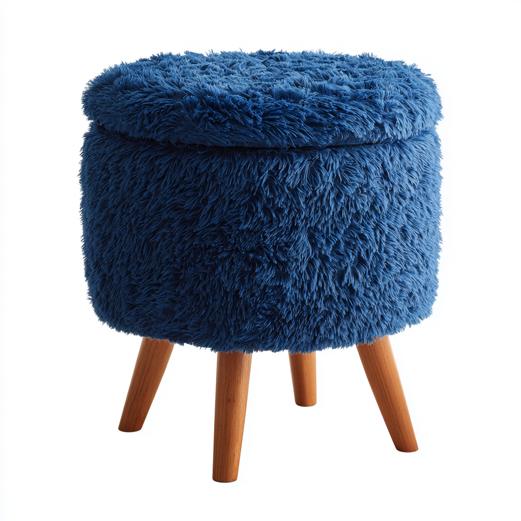 Poef pluche stof 40x40x45 cm - blauw - met opbergruimte - modern design-Havenaro