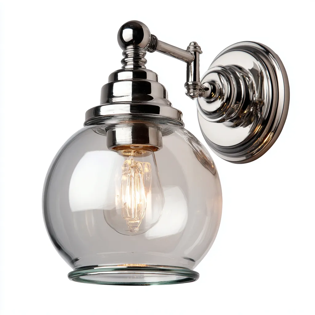 Wandlamp glas-metaal klassiek design - 17x19x30 cm - doorzichtig-zilver-Havenaro