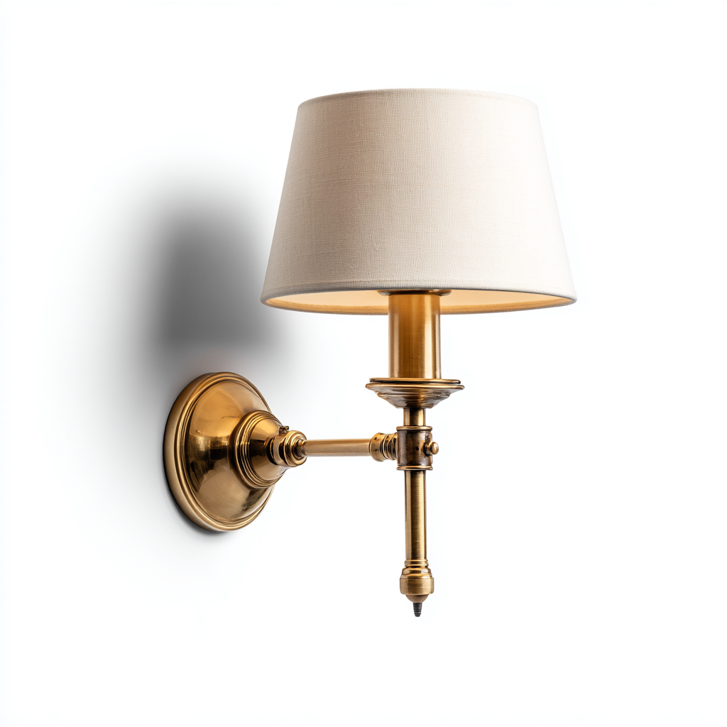 Wandlamp stof-metaal klassiek design - 18x22x33 cm - wit-goud-Havenaro