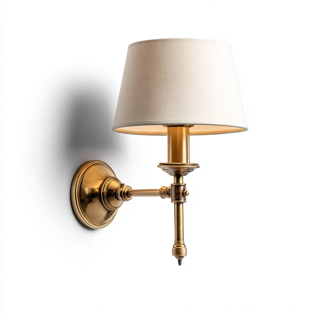 Wandlamp stof-metaal klassiek design - 18x22x33 cm - wit-goud-Havenaro