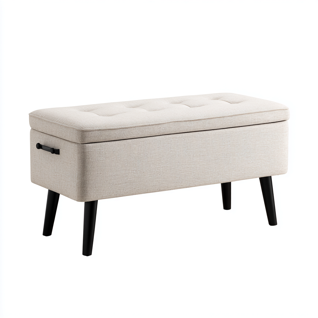 Slaapkamerbankje met opbergruimte stoffen bekleding 100x40x45 cm - beige - modern ontwerp-Havenaro