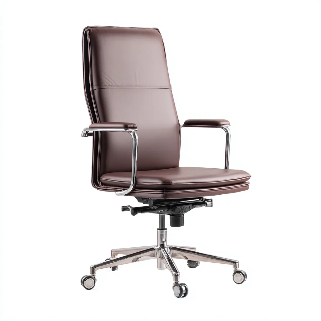 Bureaustoel - leren bekleding en metalen onderstel - 68x70x118 cm - bruin - ergonomisch ontwerp-Havenaro